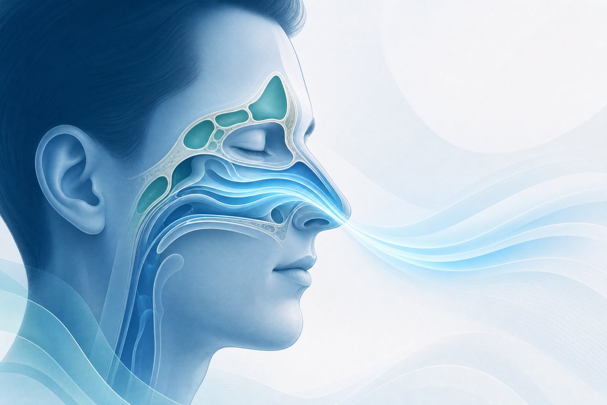 Illustration of the nose and sinus passages