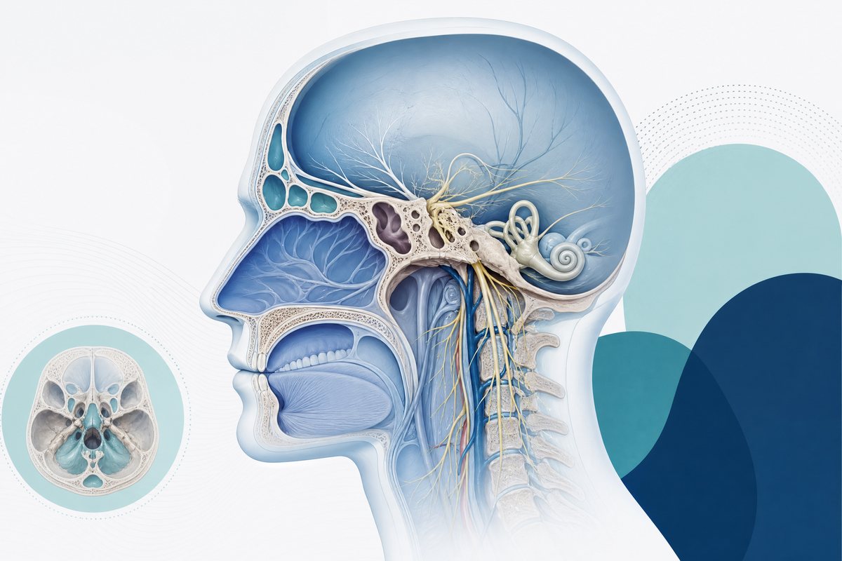 Illustration of the skull base and ENT anatomy